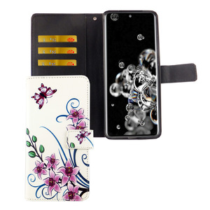 Samsung Galaxy S20 Ultra Tasche Handy Hlle Schutz-Cover Flip-Case mit Kartenfach Lotusblume