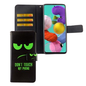 Samsung Galaxy A71 Tasche Handy H�lle Schutz-Cover Flip-Case mit Kartenfach Dont touch my phone