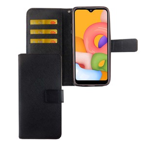 Samsung Galaxy A01 Tasche Handy H�lle Schutz-Cover Flip-Case mit Kartenfach Schwarz