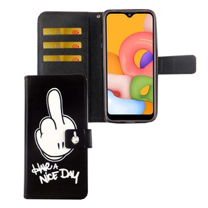 Samsung Galaxy A01 Tasche Handy Hlle Schutz-Cover Flip-Case mit Kartenfach Have a nice day