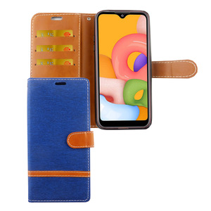Samsung Galaxy A01 Handy H�lle Schutz-Tasche Case Cover Kartenfach Etui Wallet Blau