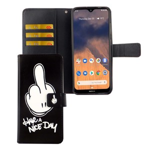 Nokia 2.3 Tasche Handy Hlle Schutz-Cover Flip-Case mit Kartenfach Have a nice day