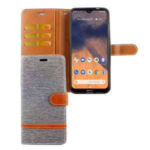 Nokia 2.3 Handy H�lle Schutz-Tasche Case Cover Kartenfach Etui Wallet Grau