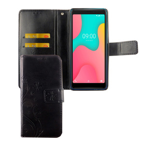 Wiko Y60 Handy Hlle Schutz-Tasche Cover Flip-Case Kartenfach Schwarz