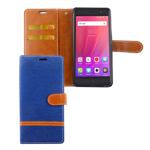 Wiko Y60 Handy H�lle Schutz-Tasche Case Cover Kartenfach Etui Wallet Blau