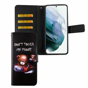 Samsung Galaxy S21 Tasche Handy Hlle Schutz-Cover Flip-Case mit Kartenfach Dont touch my phone