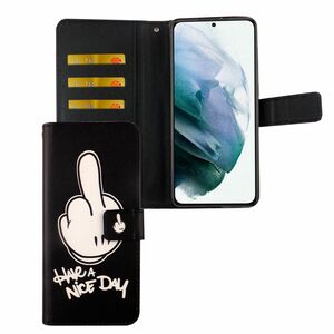 Samsung Galaxy S21 Tasche Handy Hlle Schutz-Cover Flip-Case mit Kartenfach Have a nice day