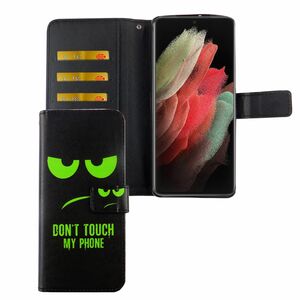 Samsung Galaxy S21 Ultra Tasche Handy Hlle Schutz-Cover Flip-Case mit Kartenfach Dont touch my phone