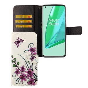 OnePlus 9 Tasche Handy Hlle Schutz-Cover Flip-Case mit Kartenfach Lotusblume