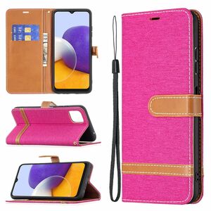 Samsung Galaxy A22 5G Tasche Handy H�lle Schutz-Cover Flip-Case mit Kartenfach Rosa