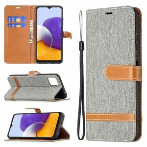 Samsung Galaxy A22 5G Tasche Handy H�lle Schutz-Cover Flip-Case mit Kartenfach Grau