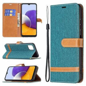 Samsung Galaxy A22 5G Tasche Handy H�lle Schutz-Cover Flip-Case mit Kartenfach Gr�n