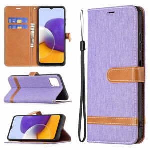 Samsung Galaxy A22 5G Tasche Handy H�lle Schutz-Cover Flip-Case mit Kartenfach Violett