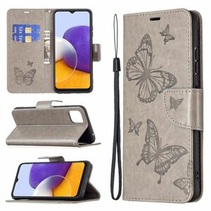 Samsung Galaxy A22 5G Tasche Handy H�lle Schutz-Cover Flip-Case mit Kartenfach Grau
