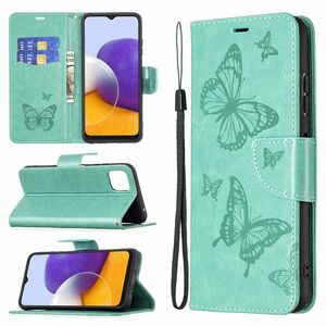 Samsung Galaxy A22 5G Tasche Handy H�lle Schutz-Cover Flip-Case mit Kartenfach Gr�n
