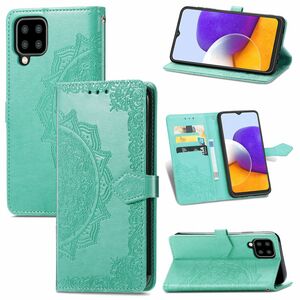Samsung Galaxy A22 5G Tasche Handy H�lle Schutz-Cover Flip-Case mit Kartenfach Gr�n