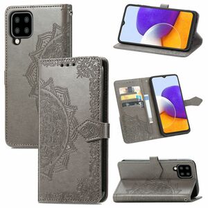 Samsung Galaxy A22 5G Tasche Handy H�lle Schutz-Cover Flip-Case mit Kartenfach Grau