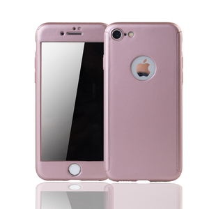 Apple iPhone 8 Handy Hlle Schutz-Case 360 Full-Cover Panzer Schutz Glas Rose