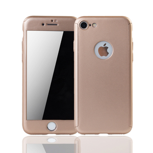 Apple iPhone 8 Handy Hlle Schutz-Case 360 Full-Cover Panzer Schutz Glas Gold