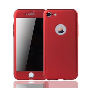 Apple iPhone 8 Handy Hlle Schutz-Case 360 Full-Cover Panzer Schutz Glas Rot