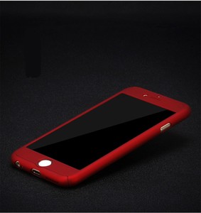 Apple iPhone 8 Plus Handy Hlle Schutz-Case Full-Cover Panzer Schutz Glas Rot