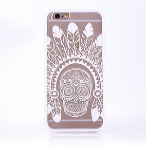 Handy H�lle Mandala f�r Apple iPhone 8 Plus Design Case Schutzh�lle Motiv Federn Totenkopf Cover Tasche Bumper Wei�