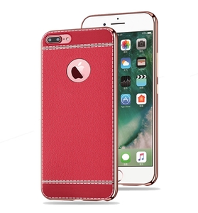 Handy H�lle f�r Apple iPhone 8 Plus Schutz Case Tasche Bumper Kunstleder Rot