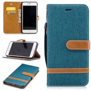 Tasche f�r Apple iPhone 8 Plus Jeans Cover Handy Schutz H�lle Case Gr�n