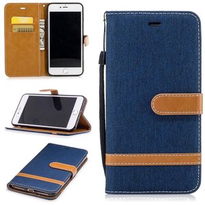 Tasche f�r Apple iPhone 8 Plus Jeans Cover Handy Schutz H�lle Case Dunkelblau