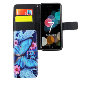 Handyhlle Tasche fr Handy Apple iPhone SE 2020 Blauer Schmetterling