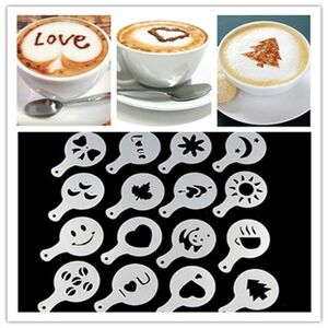 32 Stck Latte Art Schablonen Vorlagen Cappuccino Kaffee Schaum Kuchen Decor Neu
