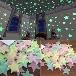 100 Stck Leuchtaufkleber Kinderzimmer Leuchtsterne Sternenhimmel Wandaufkleber
