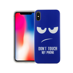 Handy H�lle f�r Apple iPhone X Cover Case Schutz Tasche Motiv Slim Silikon TPU Dont Touch My Phone Blau