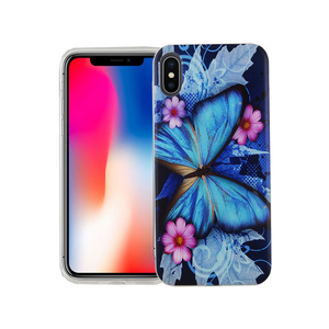 Handy H�lle f�r Apple iPhone X Cover Case Schutz Tasche Motiv Slim Silikon TPU Blauer Schmetterling