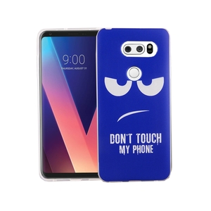 Handy H�lle f�r LG V30 Cover Case Schutz Tasche Motiv Slim Silikon TPU Dont Touch My Phone Blau