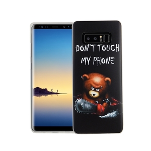 Handy H�lle f�r Samsung Galaxy Note 8 Cover Case Schutz Tasche Motiv Slim Silikon TPU Schriftzug B�r mit Kettens�ge