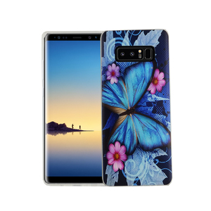 Handy Hlle fr Samsung Galaxy Note 8 Cover Case Schutz Tasche Motiv Slim Silikon TPU Blauer Schmetterling