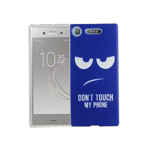 Handy Hlle fr Sony Xperia XZ1 Cover Case Schutz Tasche Motiv Slim Silikon TPU Dont Touch My Phone Blau