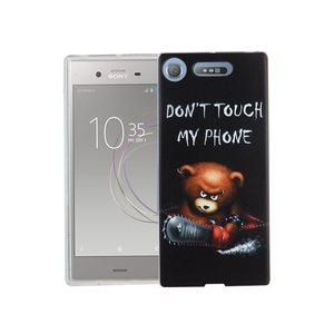Handy Hlle fr Sony Xperia XZ1 Cover Case Schutz Tasche Motiv Slim Silikon TPU Schriftzug Br mit Kettensge