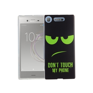 Handy Hlle fr Sony Xperia XZ1 Cover Case Schutz Tasche Motiv Slim Silikon TPU Dont Touch My Phone Grn
