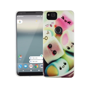 Handy Hlle fr Google Pixel 2 Cover Case Schutz Tasche Motiv Slim Silikon TPU Schriftzug Marshmallows