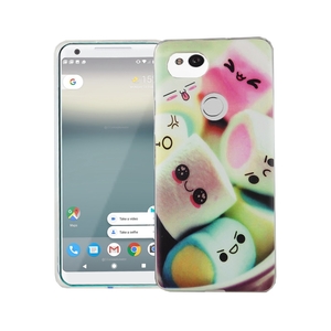 Handy H�lle f�r Google Pixel 2 XL Cover Case Schutz Tasche Motiv Slim Silikon TPU Schriftzug Marshmallows