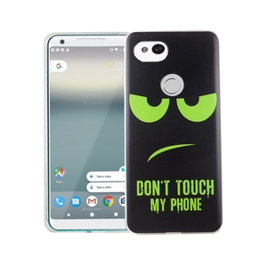 Handy H�lle f�r Google Pixel 2 XL Cover Case Schutz Tasche Motiv Slim Silikon TPU Dont Touch My Phone Gr�n