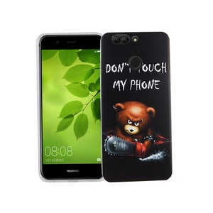 Handy H�lle f�r Huawei Nova 2 Plus Cover Case Schutz Tasche Motiv Slim Silikon TPU Schriftzug B�r mit Kettens�ge