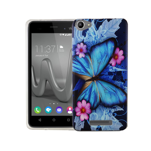 Handy H�lle f�r Wiko Jerry Max Cover Case Schutz Tasche Motiv Slim Silikon TPU Blauer Schmetterling