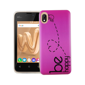 Handy H�lle f�r Wiko Sunny Max Cover Case Schutz Tasche Motiv Slim Silikon TPU Be Happy Pink