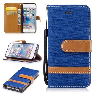 Tasche fr Apple iPhone 5 / 5s / SE Jeans Cover Handy Schutz Hlle Case Blau