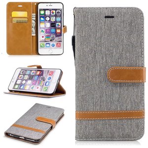 Tasche f�r Apple iPhone 6s Plus Jeans Cover Handy Schutz H�lle Case Grau
