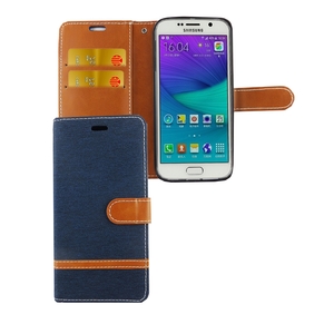 Tasche f�r Samsung Galaxy S6 Jeans Cover Handy Schutz H�lle Case Dunkelblau