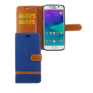 Tasche f�r Samsung Galaxy S6 Jeans Cover Handy Schutz H�lle Case Blau